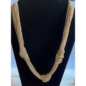 Multi Strand Gold Tone 3 Knots Chain Necklace 21"
